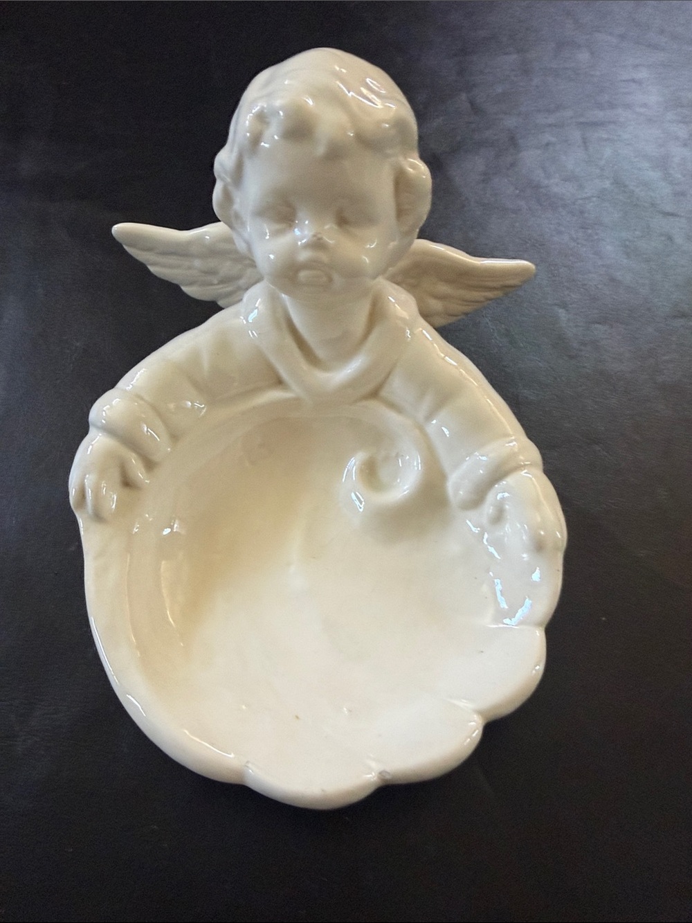 Vintage Cherub Ceramic Dish, Angel Soap Trinket Holder